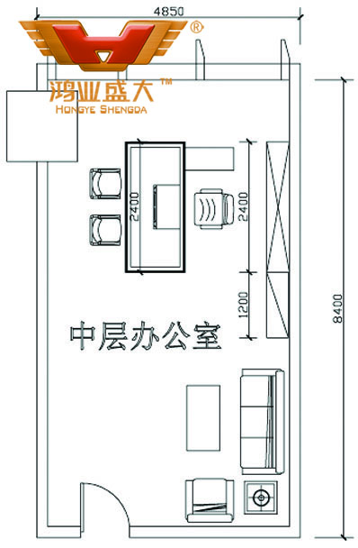 鴻業(yè)設(shè)計師將根據(jù)客戶提供尺寸，設(shè)計經(jīng)理辦公室家具CAD平面圖